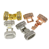 Tibetan Style Fold Over Clasp, plated, with end cap & with rhinestone, more colors for choice, nickel, lead & cadmium free, 26x14x9mm, Hole:Approx 5x10mm, 50PCs/Lot, Sold By Lot