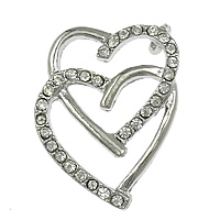 Zinc Alloy Heart Pendants platinum color plated with rhinestone nickel lead & cadmium free Approx 2mm Sold By Lot
