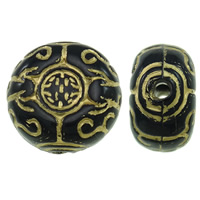 Gold Accent Acrylic Beads, Flat Round, solid color, black, 16x9mm, Hole:Approx 3mm, Approx 250PCs/Bag, Sold By Bag