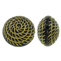 Golddruck Acryl Perlen, flache Runde, Volltonfarbe, schwarz, 17x12mm, Bohrung:ca. 0.8mm, ca. 235PCs/Tasche, verkauft von Tasche