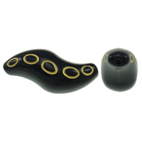 Perles d'or Accent Acrylique, pepite, or accentué & couleur solide, noire, 44x20mm, Trou:Environ 3mm, Environ 55PC/sac, Vendu par sac