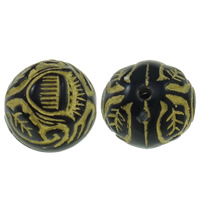 Golddruck Acryl Perlen, rund, Volltonfarbe, schwarz, 12x12mm, Bohrung:ca. 1.5mm, ca. 500PCs/Tasche, verkauft von Tasche