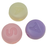 Jelly Style Akryl perler, med bogstavet mønster & blandet & gelé stil, 7x3mm, Hole:Ca. 1.5mm, Ca. 2500pc'er/Bag, Solgt af Bag