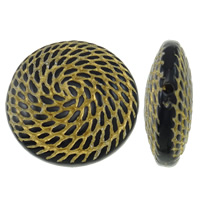 Akrylové korálky zlatá zvýraznění, Akryl, Flat Round, zlatý akcent & jednobarevná, černý, 33x13mm, Otvor:Cca 2mm, Cca 60PC/Bag, Prodáno By Bag