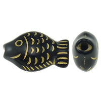 Golddruck Acryl Perlen, Fisch, Volltonfarbe, schwarz, 21x14x9mm, Bohrung:ca. 2mm, ca. 380PCs/Tasche, verkauft von Tasche