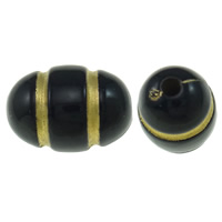 Gold Accent Acrylic Beads, Oval, solid color, black, 14x10mm, Hole:Approx 2mm, Approx 625PCs/Bag, Sold By Bag