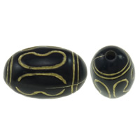 Golddruck Acryl Perlen, oval, Volltonfarbe, schwarz, 15x9.5mm, Bohrung:ca. 2mm, 500PCs/Tasche, verkauft von Tasche
