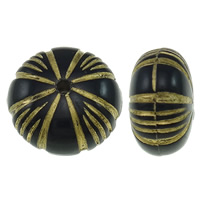 Golddruck Acryl Perlen, flache Runde, Volltonfarbe, schwarz, 12x7mm, Bohrung:ca. 1mm, ca. 1250PCs/Tasche, verkauft von Tasche