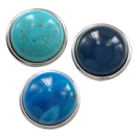 Jewelry Snap Button Zinc Alloy with Turquoise Dome platinum color plated mixed colors Sold By Lot