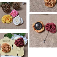 Silk Brooch with Iron Flower handmade mixed colors Sold By Lot