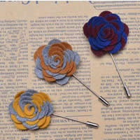 Velveteen Brooch with Iron Flower handmade mixed colors Sold By Lot