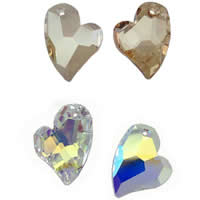 Rakouský Crystal Přívěsek, Srdce, různé velikosti pro výběr & dovezený & tváří, smíšené barvy, Otvor:Cca 1-2mm, 10PC/Bag, Prodáno By Bag