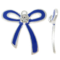 Zinc Alloy Bowknot Pendants platinum color plated enamel & with rhinestone nickel lead & cadmium free Approx 2mm Sold By Bag