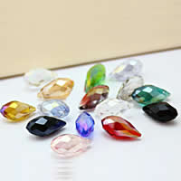 Teardrop Crystal χάντρες, Κρύσταλλο, πολύχρωμα επιχρυσωμένο, πολύπλευρη, μικτά χρώματα, 6mm, Τρύπα:Περίπου 0.5-1mm, 500PCs/τσάντα, Sold Με τσάντα