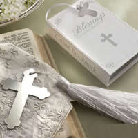 Stainless Steel Bookmark with Nylon Cord Cross with paper tag Sold By Lot