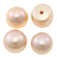 Pola bušenih Kulturan Slatkovodni Pearl perle, Krug, prirodan, roze, 7-7.5mm, Rupa:Približno 0.5mm, 48Parovi/Lot, Prodano By Lot