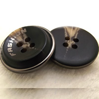 Resin knopen, Hars, Rond plat, verschillende grootte voor keus, zwart, Gat:Ca 1-2mm, 50pC's/Bag, Verkocht door Bag