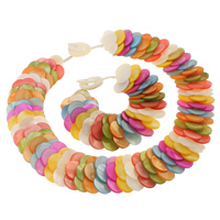 Shell Jewelry Sets bracelet & necklace Freshwater Shell Flat Round Length Approx 7.5 Inch Approx 16.5 Inch Sold By Set