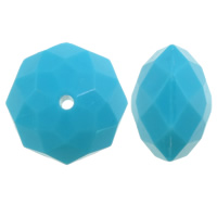 Solid Color Akryl perler, Rondelle, facetteret & ensfarvet, Skyblue, 16x22mm, Hole:Ca. 2mm, Ca. 125pc'er/Bag, Solgt af Bag