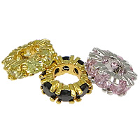 Cubic Zirconia Micro Pave Brass Beads Rondelle plated micro pave cubic zirconia mixed colors nickel lead & cadmium free Approx 6mm Sold By Lot