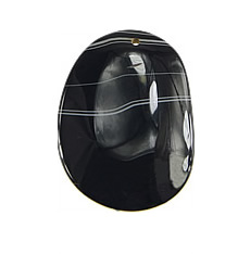 Černá Achát Přívěsky, Flat Oval, 36-38x49-55x5mm, Otvor:Cca 2mm, 30PC/Lot, Prodáno By Lot