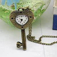 Mode Halskette Uhr, Zinklegierung, mit Glas, Schlüssel, antike Bronzefarbe plattiert, Twist oval, frei von Nickel, Blei & Kadmium, 41.5mm, 20PCs/Menge, verkauft von Menge