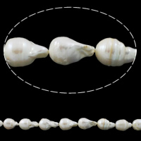 Słodkowodne hodowlane perły - koraliki, Perła słodkowodna hodowlana, Łezka, Naturalne, biały, 9-10mm, otwór:około 0.8mm, sprzedawane na około 15.7 cal Strand
