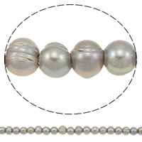 Bulvių išauginti gėlavandenių perlų karoliukai, Gėlo vandens perlų, Bulvė, pilkas, 10-11mm, Skylė:Apytiksliai 2.5mm, Parduota už Apytiksliai 15.3 Inch Strand