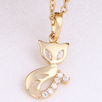 Gets® Jewelry Pendant Brass Fox 18K gold plated with cubic zirconia nickel lead & cadmium free 16.5mm Approx 4-8mm Sold By PC