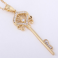 Gets® Jewelry Pendant Brass Key 18K gold plated with cubic zirconia nickel lead & cadmium free 45mm Approx 4-8mm Sold By PC