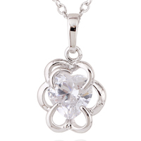 Gets® Jewelry Necklace Brass Flower platinum plated oval chain & with cubic zirconia nickel lead & cadmium free Sold Per Approx 17.5 Inch Strand