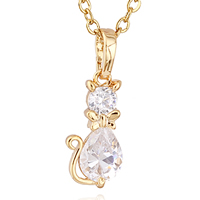 Gets® Jewelry Necklace Brass Cat 18K gold plated oval chain & with cubic zirconia nickel lead & cadmium free Sold Per Approx 17.5 Inch Strand