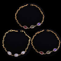 KUNIU® sieraden Armband, Messing, 18K vergulde, met zirkonia, meer kleuren voor de keuze, nikkel, lood en cadmium vrij, 3-12mm, Per verkocht Ca 7.5 inch Strand