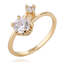 Gets® Finger Ring Brass 18K gold plated & with cubic zirconia nickel lead & cadmium free 9mm Sold By PC