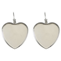 Brass Lever Back Earring Blank Heart platinum color plated nickel lead & cadmium free Inner Approx 20mm Sold By Lot