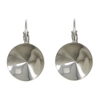 Brass Lever Back Earring Blank Flat Round platinum color plated nickel lead & cadmium free Inner Approx 13mm Sold By Lot