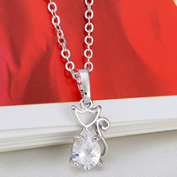 Gets® Jewelry Pendant Brass Cat platinum plated with cubic zirconia nickel lead & cadmium free Approx 3-8mm Sold By PC