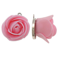 Polymer Clay Pendants Zinc Alloy with Polymer Clay Flower antique silver color plated pink lead & cadmium free Approx 2mm Sold By Bag