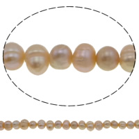 Bulvių išauginti gėlavandenių perlų karoliukai, Gėlo vandens perlų, Bulvė, natūralus, rožinis, 6-7mm, Skylė:Apytiksliai 0.8mm, Parduota už 14.5 Inch Strand