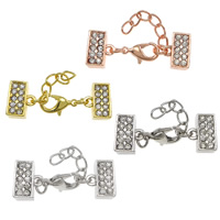 Zinc Alloy Lobster Claw Cord Clasp plated & with end cap & with rhinestone nickel lead & cadmium free Sold By Lot