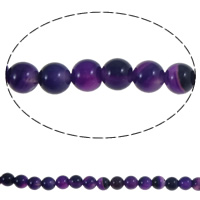 Perline naturali in agata viola, Cerchio, 6mm, Foro:Appross. 1mm, Appross. 64PC/filo, Venduto per Appross. 15.3 pollice filo