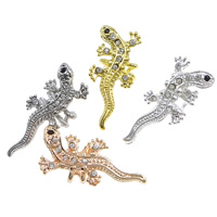 Animal Zinc Alloy Connector Gecko plated with rhinestone nickel lead & cadmium free Approx Sold By Lot