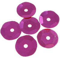 Plastic Sequin, Flat Round, painted, rose carmine, 8x1mm, Hole:Approx 1mm, Approx 5300PCs/Bag, Sold By Bag