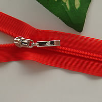 Nylon Open End Zipper with Resin & Zinc Alloy platinum color plated 3# 4mm Length 70 cm Sold By Lot