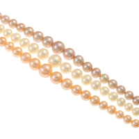 Perlas Redondas Freshwater, Perlas cultivadas de agua dulce, Esférico, natural, abalorios graduados, más colores para la opción, 4-9mm, agujero:aproximado 0.8mm, Vendido para aproximado 7.5 Inch Sarta