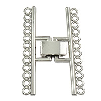 Tibetan Style Fold Over Clasp, silver color plated, 12-strand, nickel, lead & cadmium free, 24x37x4mm, Hole:Approx 1.5mm, 50Sets/Lot, Sold By Lot
