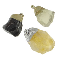 Biżuteria wisiorki kamienie, Kamień szlachetny, ze Stop cynku, mieszane, 33-35mm, otwór:około 3.5x6mm, 5komputery/torba, sprzedane przez torba