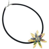 Nylon Coated Rubber Rope Necklace with Crystal brass lobster clasp with 5cm extender chain Flower multi-colored Sold Per Approx 17 Inch Strand