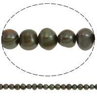 Bulvių išauginti gėlavandenių perlų karoliukai, Gėlo vandens perlų, Bulvė, žalias, 6-7mm, Skylė:Apytiksliai 0.8mm, Parduota už Apytiksliai 15.3 Inch Strand