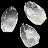 Clear Quartz Pendant with Iron Oval 23-28mm Approx 2mm Sold By Lot